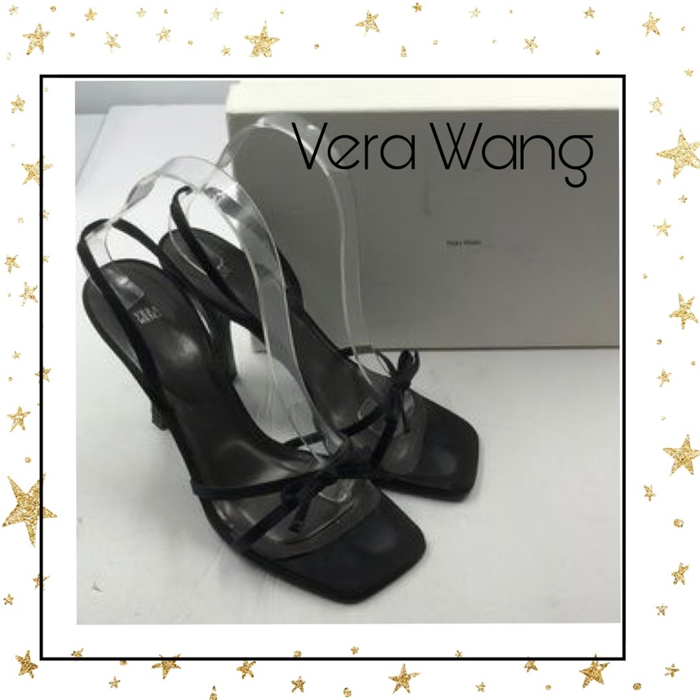 Vera Wang Designer Black Satin Bow Heels 8.5 8.5M
